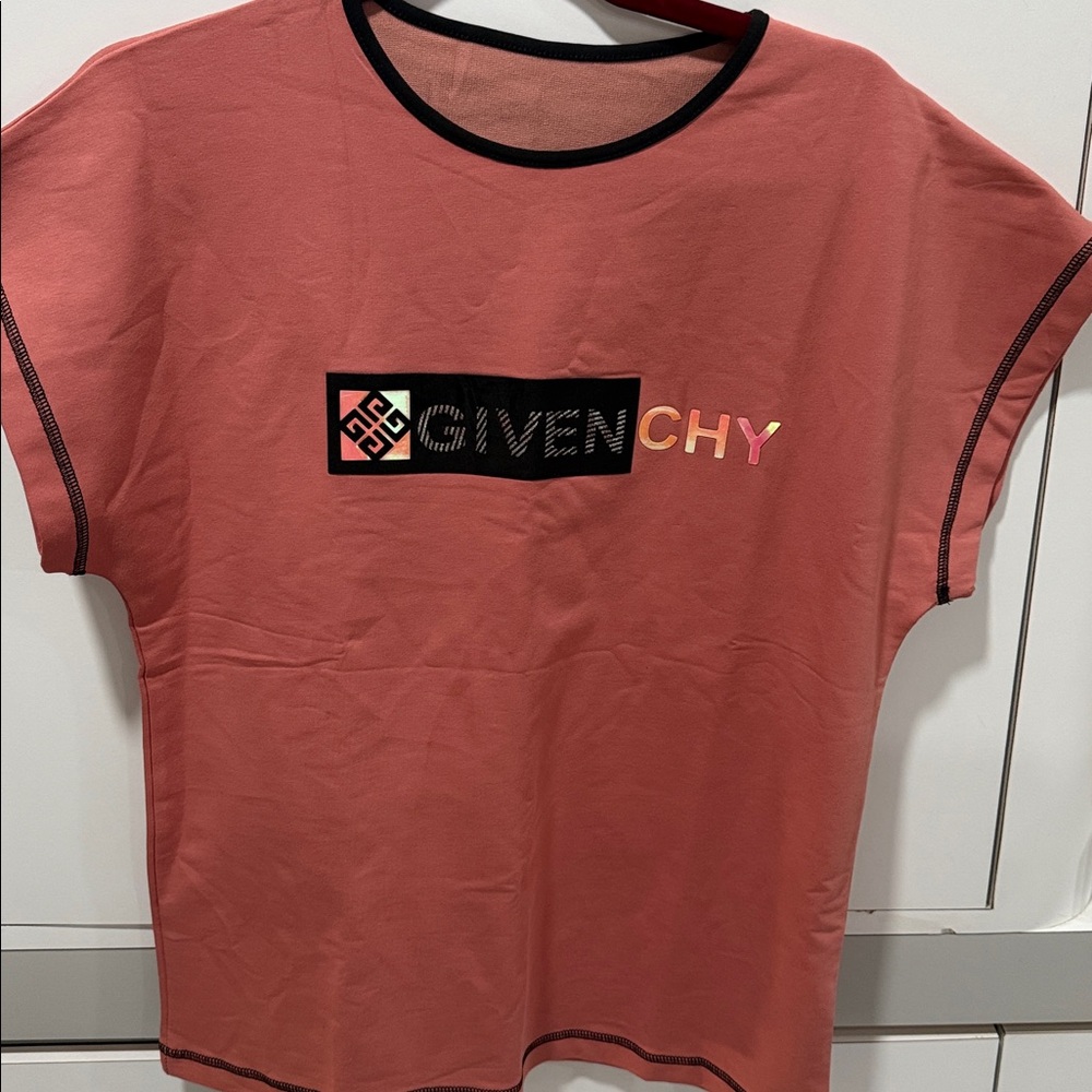 Givenchy Coral Tee with Black Trim